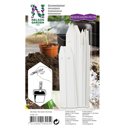 Nelson Garden Nelson Garden sticketikett plast vita 30st