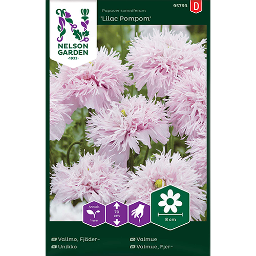Nelson Garden Fröer Nelson Garden/ Weibulls  Vallmo, fjäder--'lilac pompom' -  papaver somniferum N95793- W 7064